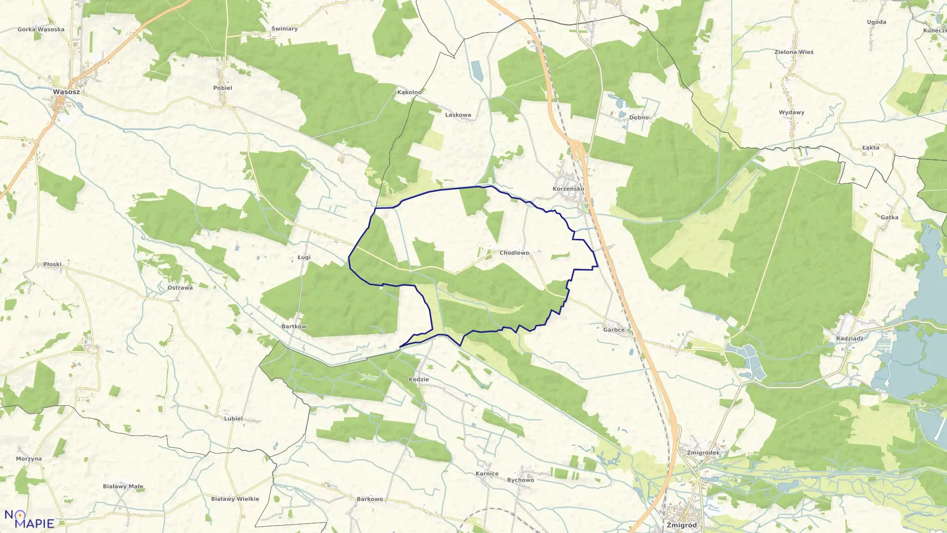 Mapa obrębu CHODLEWO w gminie Żmigród