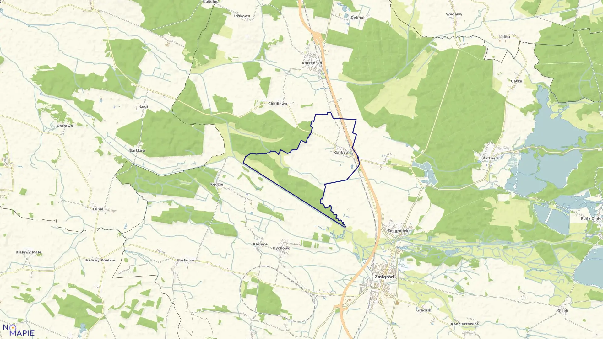 Mapa obrębu GARBCE w gminie Żmigród