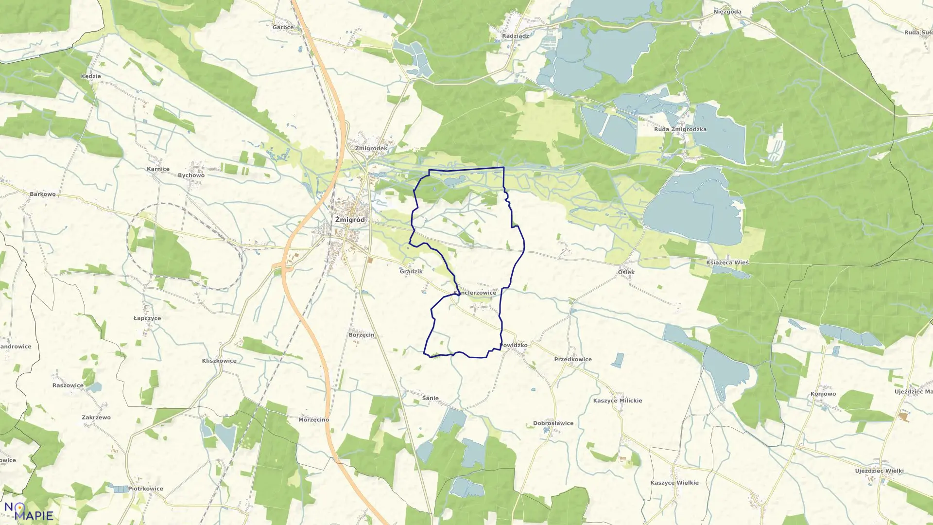 Mapa obrębu KANCLERZOWICE w gminie Żmigród