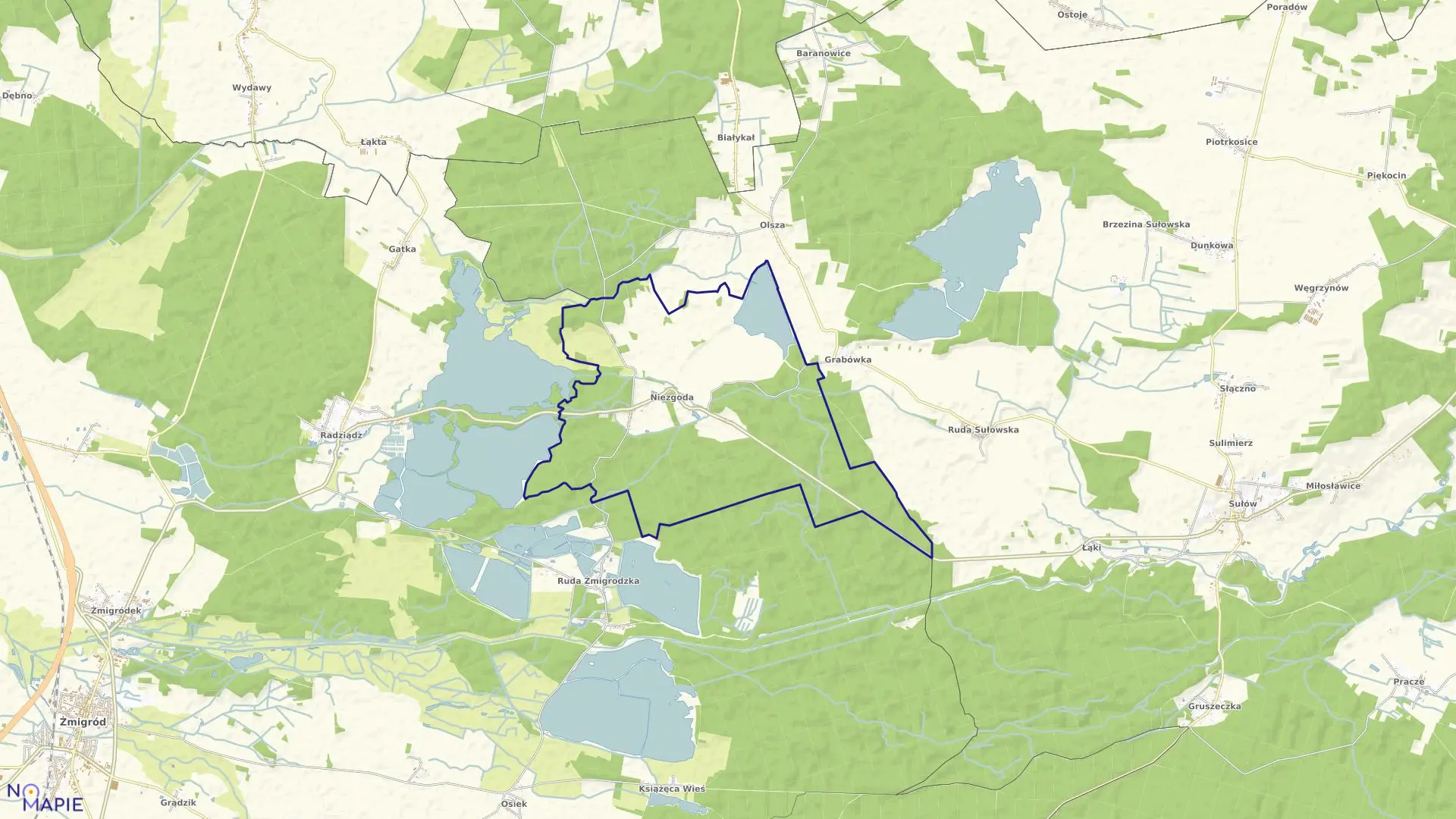 Mapa obrębu NIEZGODA w gminie Żmigród