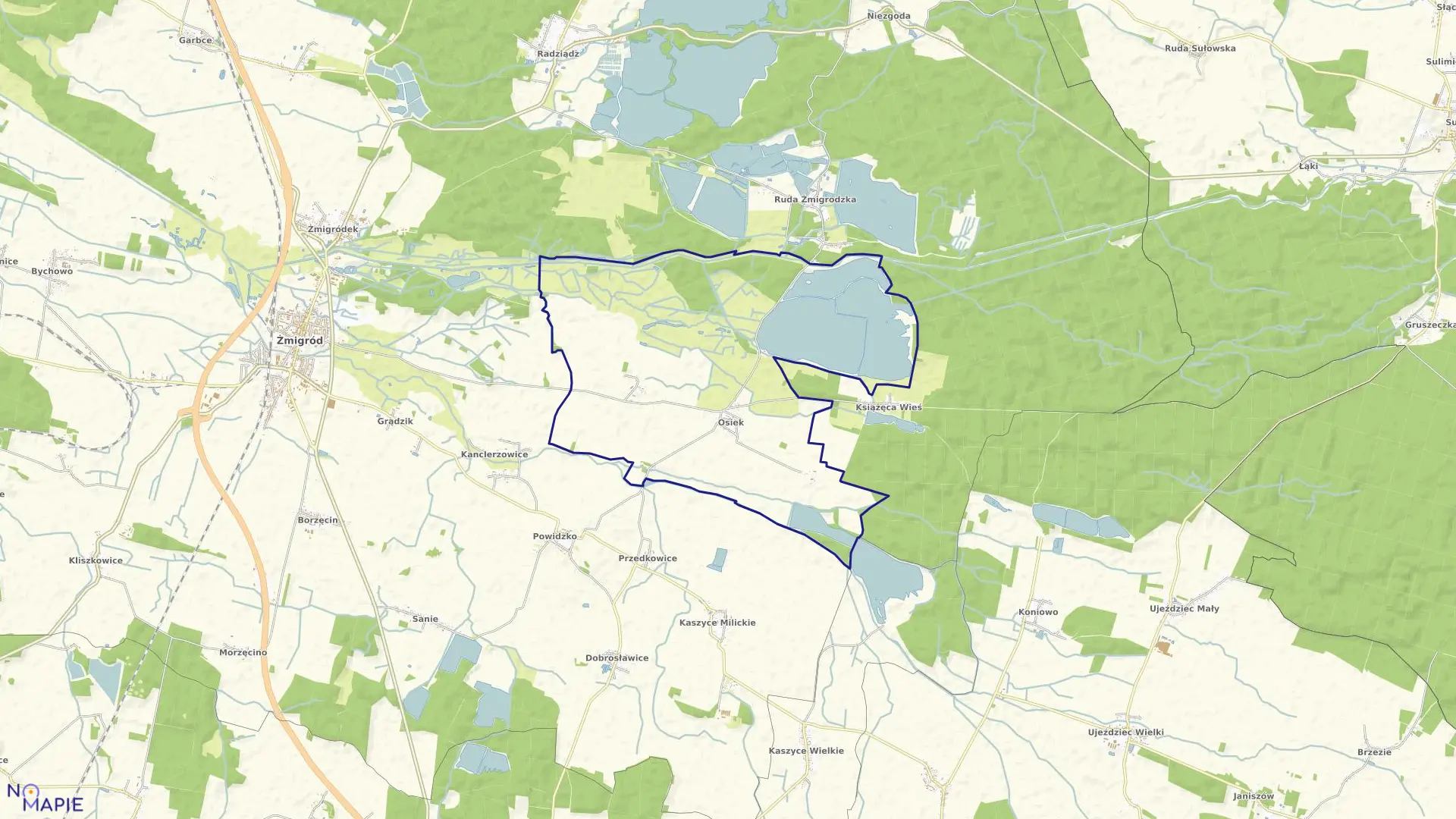 Mapa obrębu OSIEK w gminie Żmigród